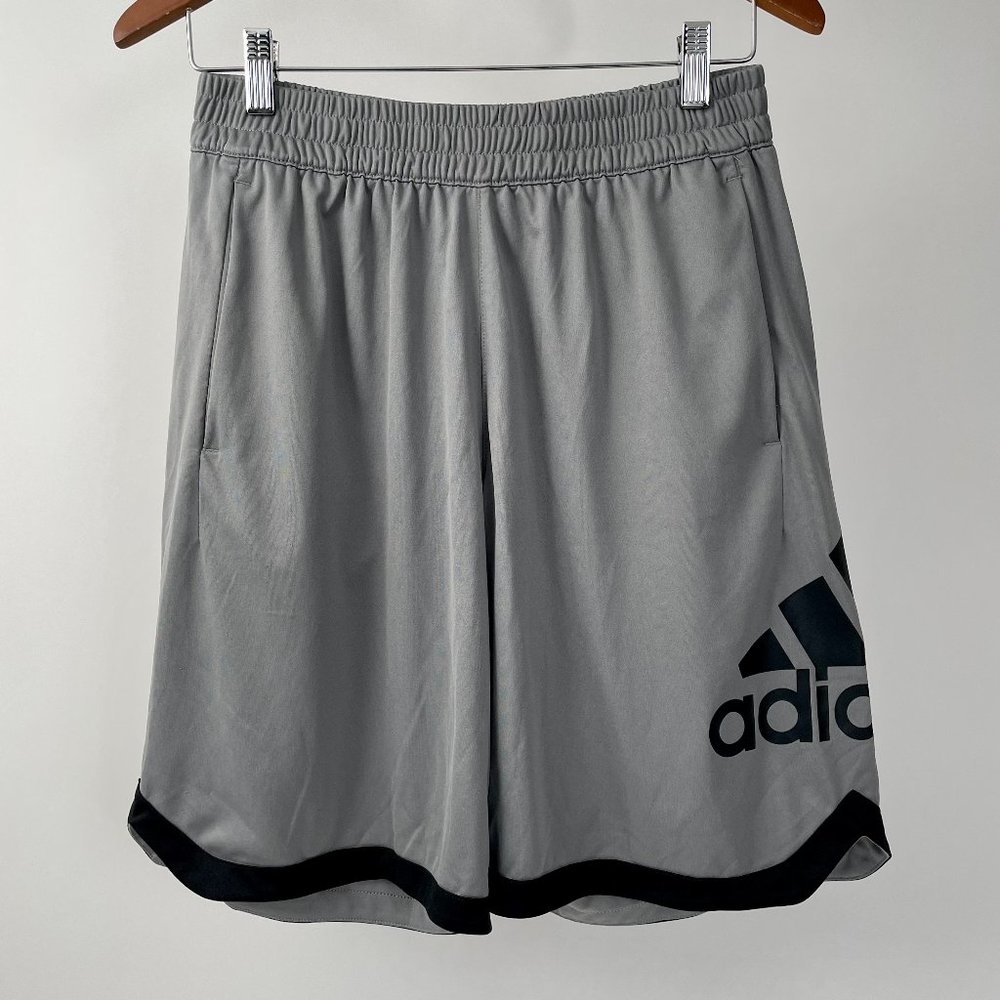 Men's Adidas Climalite Athletic Workout Shorts Basketball Gym Grey Black, Size L
